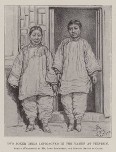 Two Boxer Girls imprisoned in the Yamen at Tientsin by Johann Nepomuk Schonberg